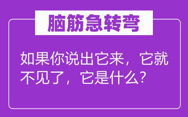 脑子急转弯：若是你说出它来，它就不见了，它是甚么？