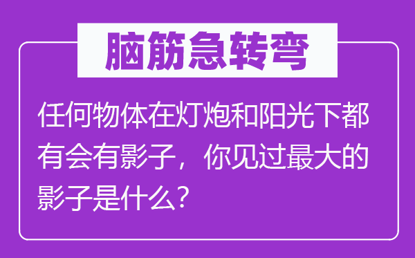 脑子急转弯：任何物体在灯炮和阳光下都有会有影子，你见过最大的影子是甚么？