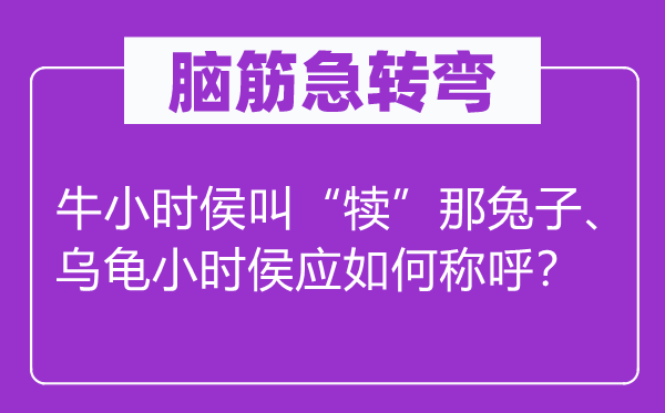 脑子急转弯：牛小时侯叫“犊”那兔子、乌龟小时侯应若何称号？