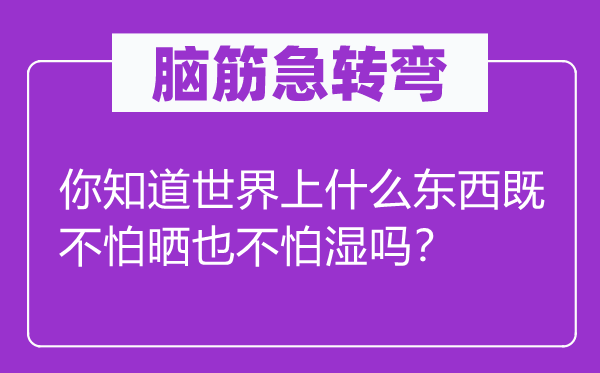 脑子急转弯：你晓得天下上甚么东西既不怕晒也不怕湿吗？