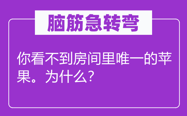 脑子急转弯：你看不到房间里独一的苹果。为甚么？