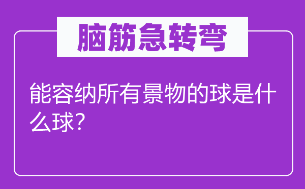 脑子急转弯：能包容一切风景的球是甚么球？