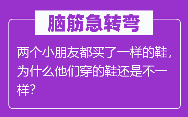 脑子急转弯：两个小伴侣都买了一样的鞋，为甚么他们穿的鞋仍是不一样？