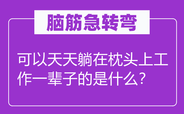 脑子急转弯：能够每天躺在枕头上任务一生的是甚么？