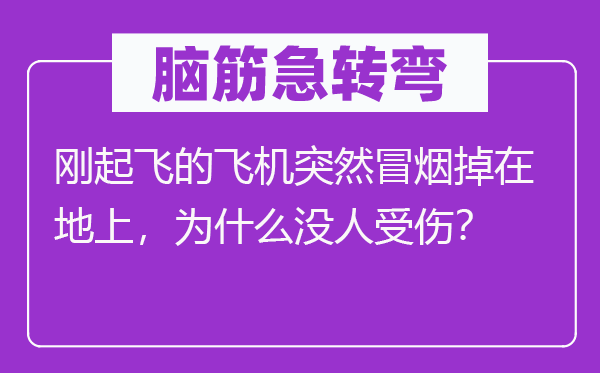脑子急转弯:刚腾飞的飞机俄然冒烟掉在地上,为甚么没人受伤?