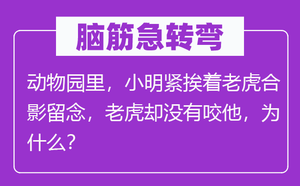 脑子急转弯:植物园里,小明紧挨着山君合影纪念,山君却不咬他,为甚么?