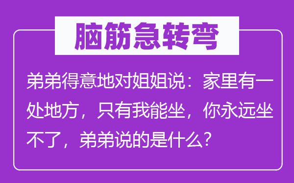 脑子急转弯:弟弟满意地对姐姐说:家里有一处处所,只要我能坐,你永久坐不了,弟弟说的是甚么?