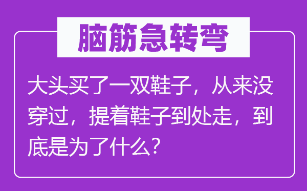 脑子急转弯:大头买了一双鞋子,历来没穿过,提着鞋子处处走,究竟是为了甚么?