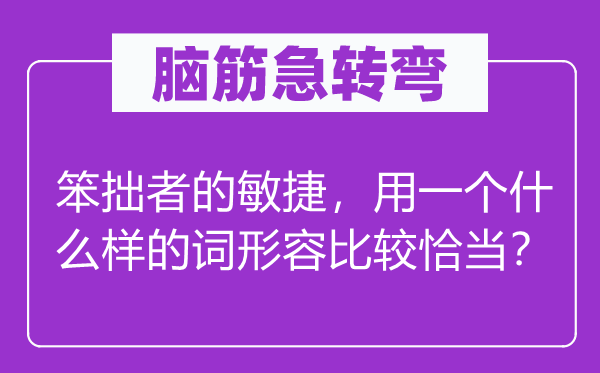 脑子急转弯：愚笨者的火速，用一个甚么样的词描述比拟得当？