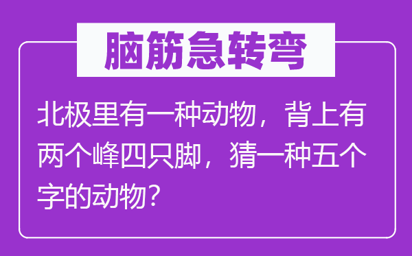 脑子急转弯:北极里有一种植物,背上有两个峰四只脚,猜一种五个字的植物?