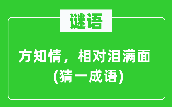 谜语：方知情，绝对泪满面(猜一针言)