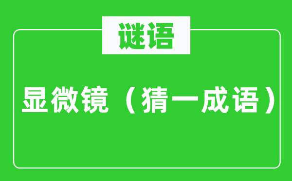 谜语：显微镜（猜一针言）