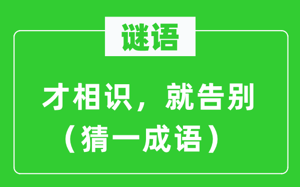 谜语：才领会，就辞别（猜一针言）