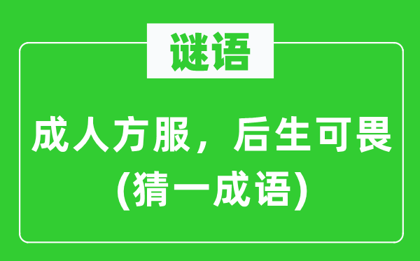 谜语:成人方服,少年老成(猜一针言)