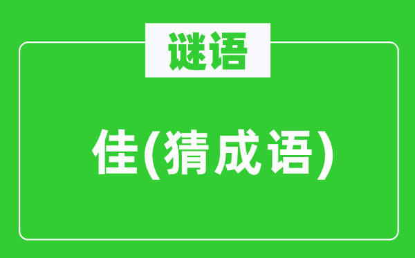 谜语:佳(猜针言)
