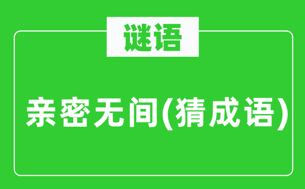 谜语:密切无间(猜针言)