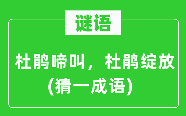 谜语：杜鹃啼叫，杜鹃绽开(猜一针言)