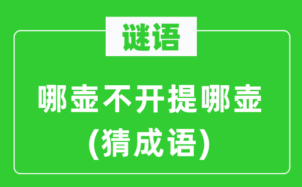 谜语:哪壶不开提哪壶(猜针言)