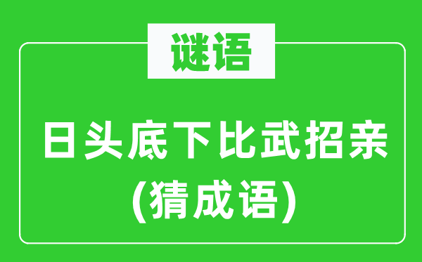 谜语：日头底下比武招亲(猜针言)