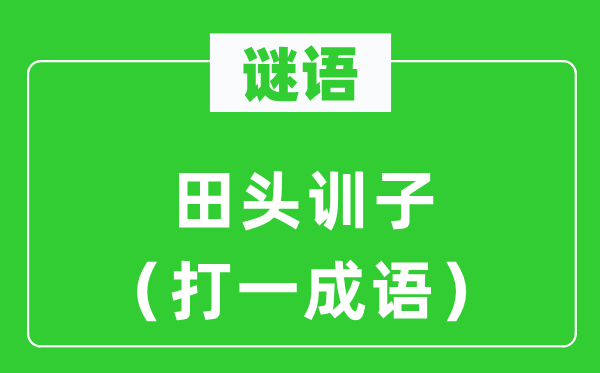 谜语：田头训子（打一针言）
