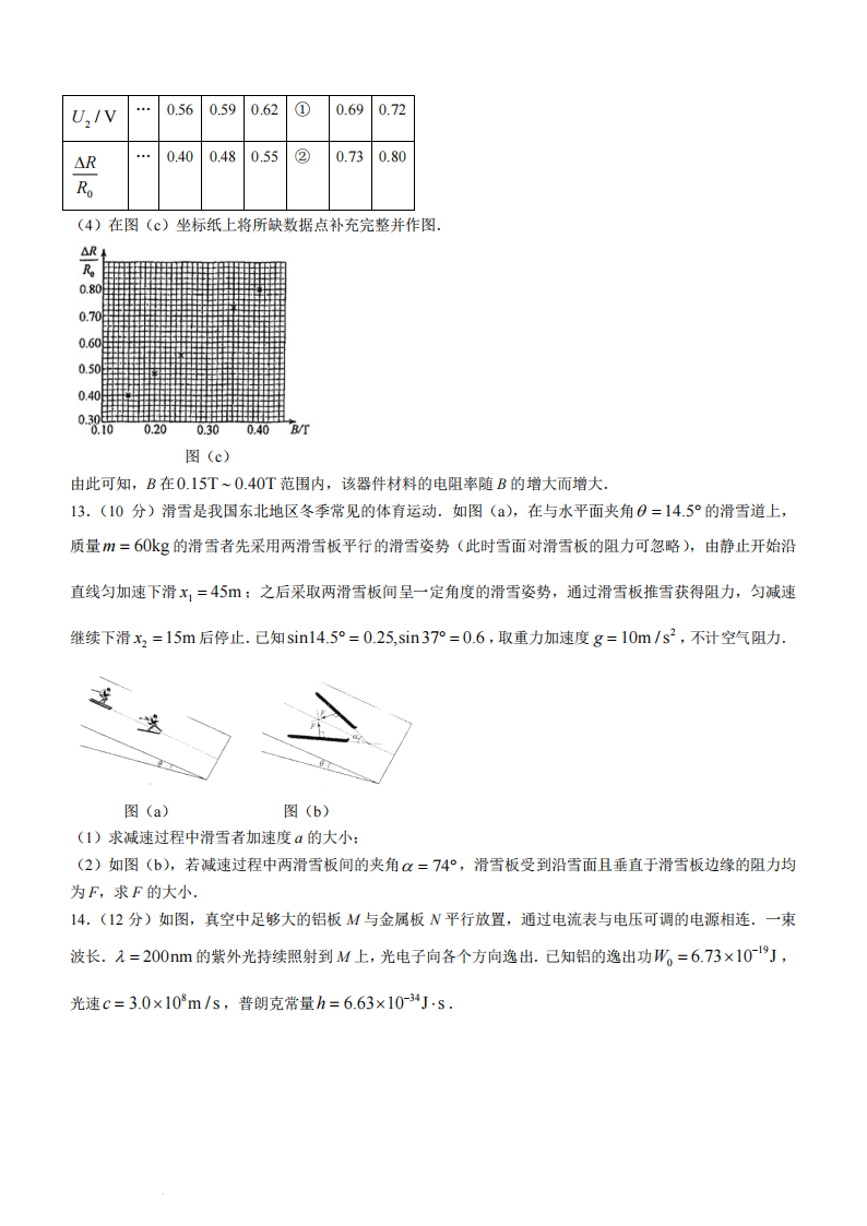 新高考2024七省联考物理试卷及谜底剖析