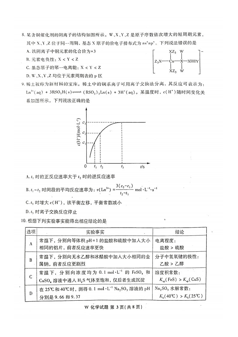 新高考2024七省联考化学试卷及谜底剖析