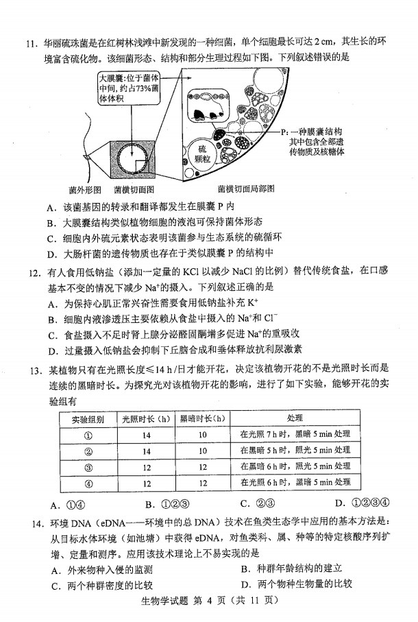 新高考2024七省联考生物试卷及谜底剖析