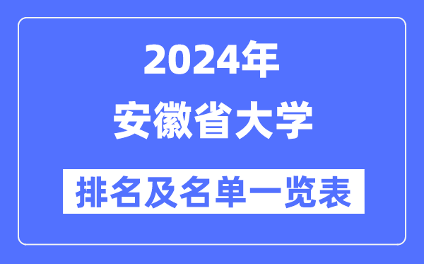 2024安徽省大学排名及名单一览表（最新46所）