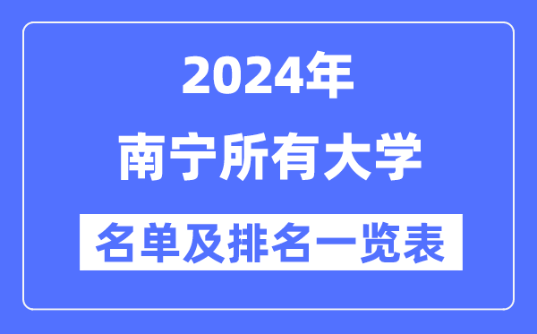 2024南宁一切大学名单及排名环境一览表（共36所）