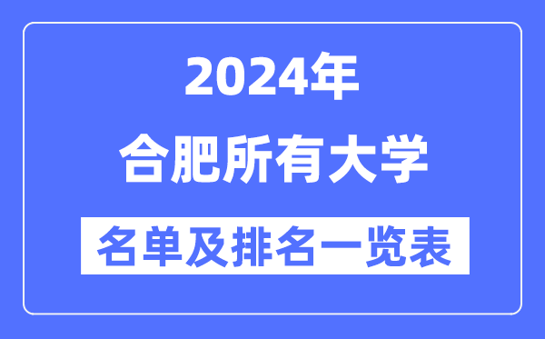 2024合肥一切大学名单及排名环境一览表（共54所）