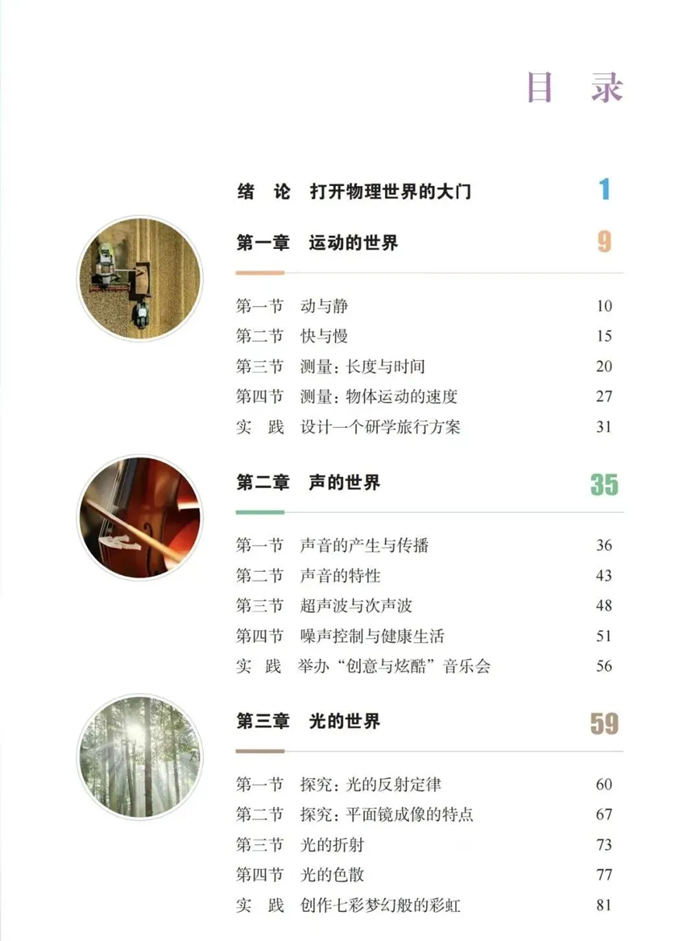 2024年秋沪科版八年级物理新讲义有哪些修转变更(附新讲义目次)