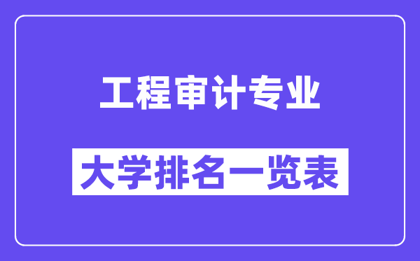 天下工程审计专业大学排名一览表（最新排行榜）