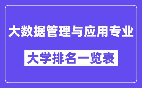 天下大数据办理与操纵专业大学排名一览表（最新排行榜）