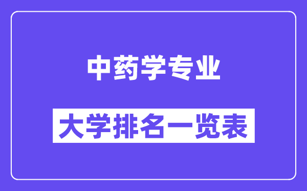 天下中药学专业大学排名一览表（最新排行榜）