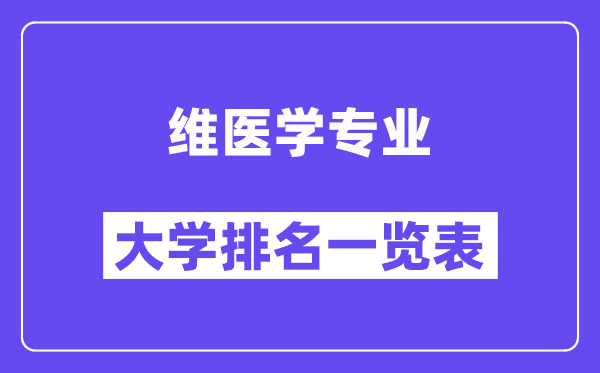 天下维医学专业大学排名一览表（最新排行榜）