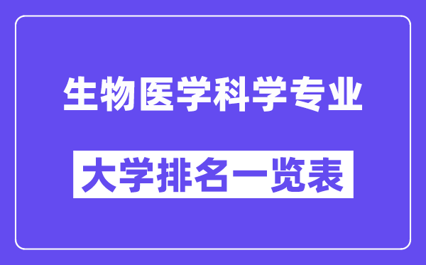 天下生物医学迷信专业大学排名一览表(最新排行榜)