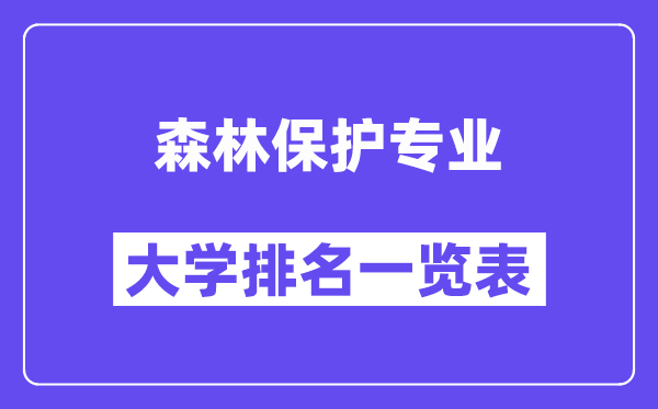 天下丛林掩护专业大学排名一览表（最新排行榜）