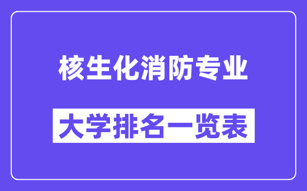 天下核生化消防专业大学排名一览表（最新排行榜）