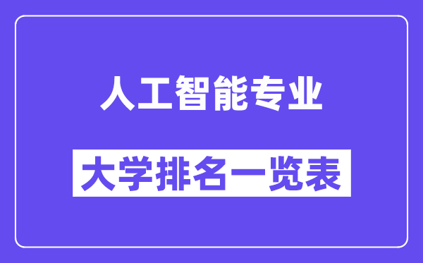天下野生智能专业大学排名一览表（最新排行榜）