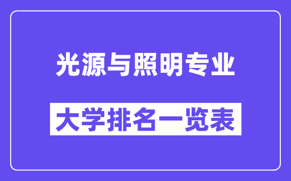 天下光源与照明专业大学排名一览表（最新排行榜）