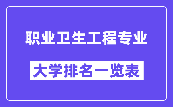 天下职业卫生工程专业大学排名一览表（最新排行榜）