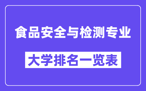 天下食物宁静与检测专业大学排名一览表（最新排行榜）
