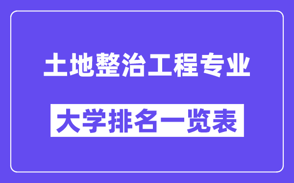 天下地盘整治工程专业大学排名一览表（最新排行榜）