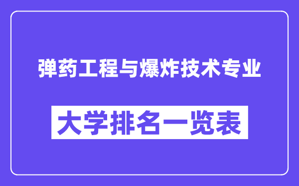 天下弹药工程与爆炸手艺专业大学排名一览表（最新排行榜）