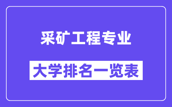 天下采矿工程专业大学排名一览表（最新排行榜）