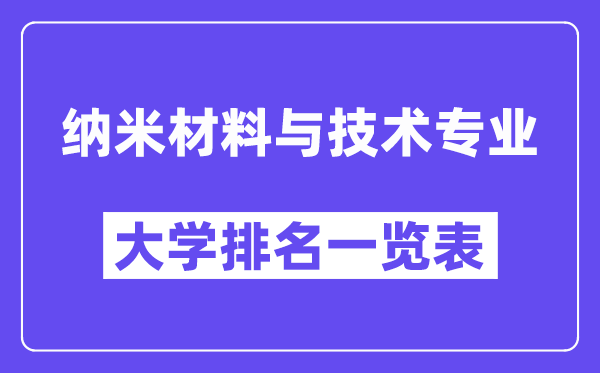 天下纳米资料与手艺专业大学排名一览表（最新排行榜）