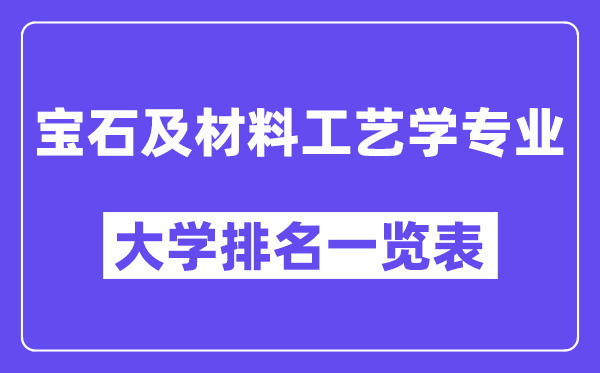 天下宝石及资料工艺学专业大学排名一览表（最新排行榜）