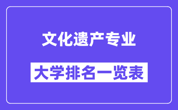 天下文明遗产专业大学排名一览表（最新排行榜）