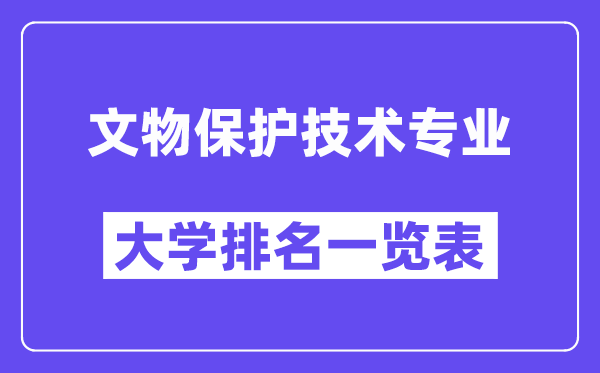天下文物掩护手艺专业大学排名一览表(最新排行榜)