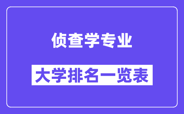 天下侦察学专业大学排名一览表（最新排行榜）